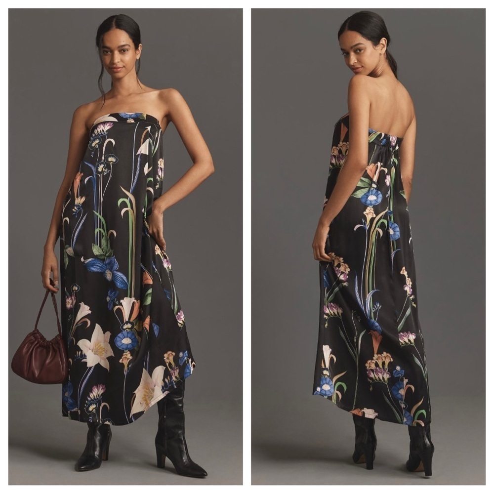 NWT Corey Lynn Calter x Anthropologie Strapless Maxi Dress S Floral Pockets FLAW